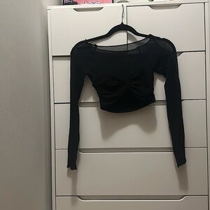 Black Long Sleeve Mesh Crop Top. Fits XS!